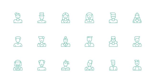 mínimo línea íconos desde disparo a la cabeza conjunto con 18 vectores general utilizar icono paquete