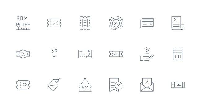 Minimal Line Icons from Voucher Set with 18 Vectors Well-Structured Icons for Creative Use