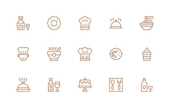 15 Icons for Restaurant Icon in Regular Line Format Compact Icon Pack vector