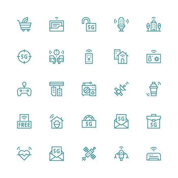 Wireless featuring 25 Icons in Medium Stroke Outline Design Interface Icons for Daily Use vector