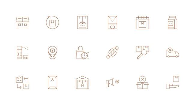 Shipment Set with 18 Minimal Line Icons Icon Pack for Various Themes vector