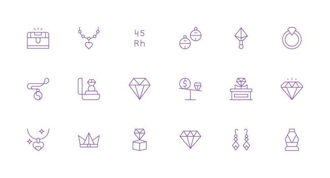 Jewelry Set with 18 Minimal Line Icons UI and UX Focused Icon Collection vector