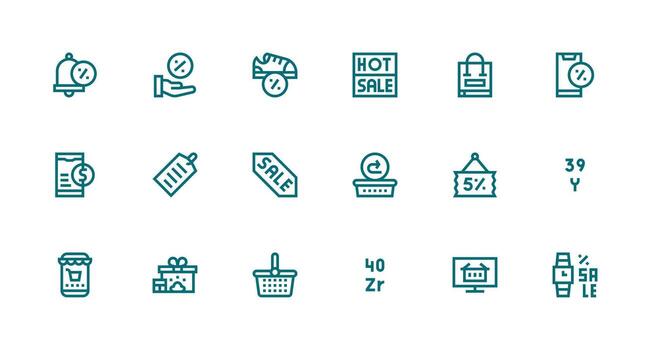 Strong Stroke Line Icons from Shopping Set with 18 Vectors Design Ready Icon Set for Teams