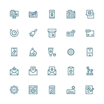 25 Update Icons in Medium Stroke Outline Aesthetic Icon Set for Web vector