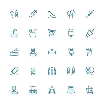 25 Icons for Party in Medium Stroke Outline Format Pixel Perfect Icon Set vector
