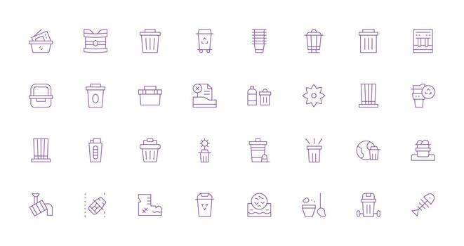 32 Thin Line Style Icons from Bin Collection Core Icon Collection for Daily Tasks vector