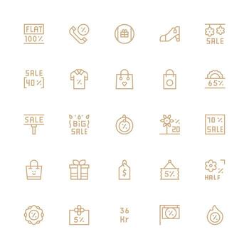 Discount Set with 25 Medium Stroke Outline Icons Core Icon Collection for Daily Tasks vector