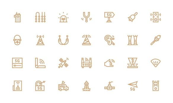 Signal Icon Collection with 28 Bold Line Designs Multi-Style Icon Collection vector