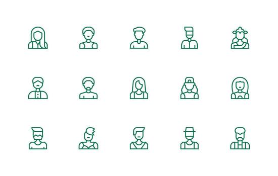 15 Icons for Headshot in Regular Line Format Icon Set for Apps vector
