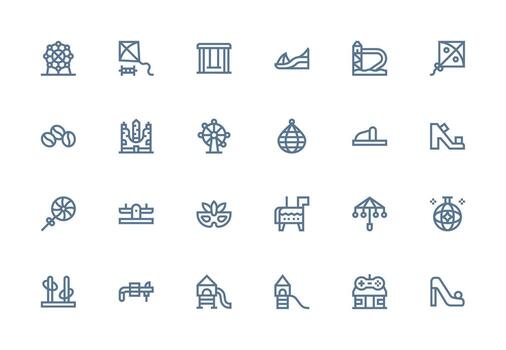 Amusement Visual Pack containing 24 Thick Line Line Icons Minimal Icon Set for Interface Projects vector