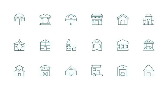 18 Minimal Line Designs for Roof Icons Clean Set for Layout Prototypes vector