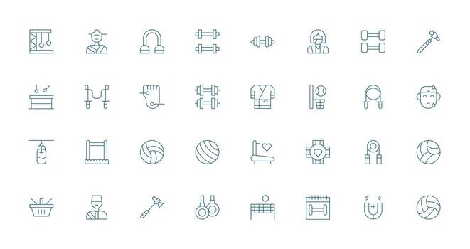 Physical Icon Set with 32 Thin Line Graphics Digital Icon Collection vector