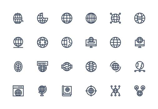 24 Thick Line Line Vectors for Global Reach Theme Icons Built for Visual Consistency Pack