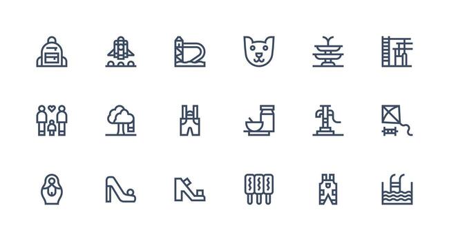 18 fuerte carrera línea estilo íconos desde niños colección simplificado icono paquete para visual herramientas vector