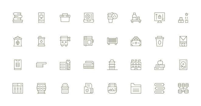 32 Thin Line Vectors for Storage Theme Multi-Style Icons for Creative Projects