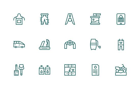 Utility Icon Set with 15 Regular Line Graphics UI-Ready Icon Collection vector