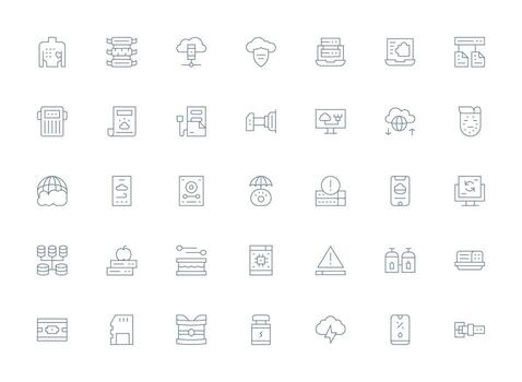 Backup featuring 35 Icons in Light Line Design Dashboard Icon Series vector
