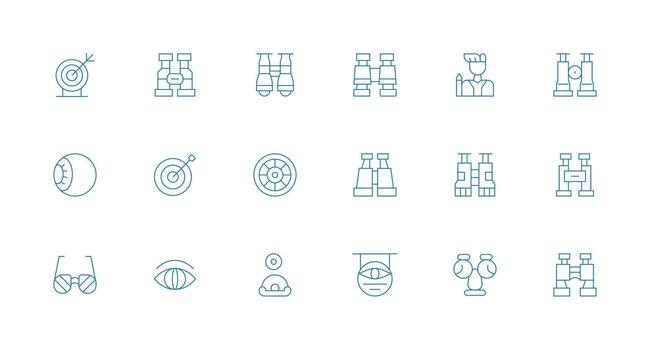 Vision Visual Pack containing 18 Minimal Line Icons High-Resolution Icons for Any Platform vector