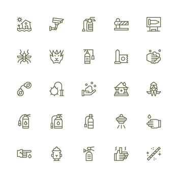 Prevention Set with 25 Medium Stroke Outline Icons Neat Icon Set vector