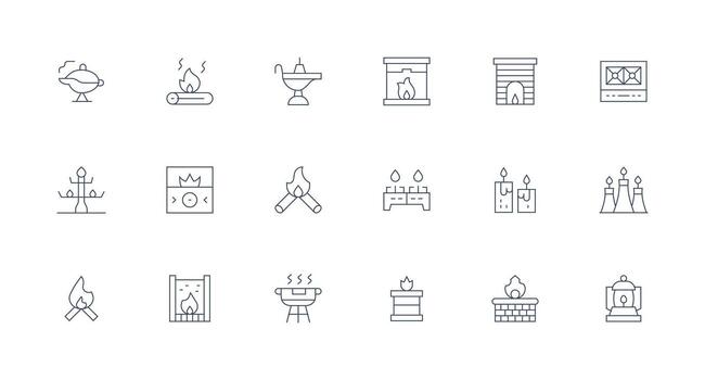 Flame including 18 Minimal Line Illustrations Well-Structured Icons for Creative Use vector