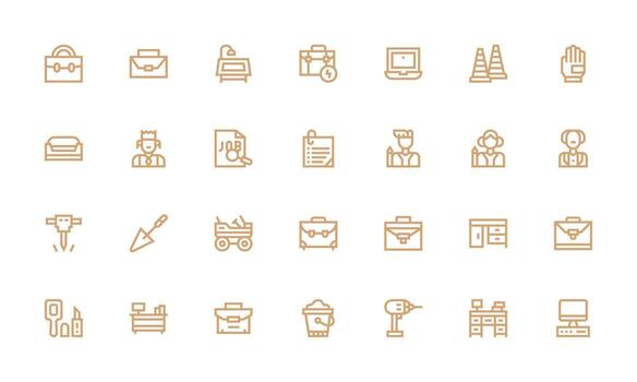 Work Icon Collection with 28 Bold Line Designs Icon Set for Projects vector