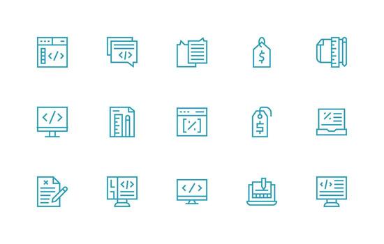 15 Regular Line Vectors for Markup Theme Clean Icon Collection for Web Use