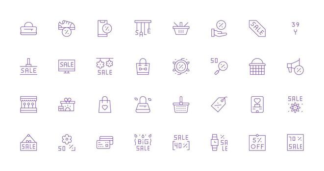 32 Thin Line Icons for Shopping Graphics UI and UX Focused Icon Collection vector