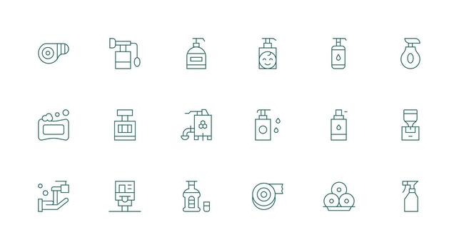 18 Minimal Line Icons for Dispenser Graphics Modern Icon Set vector