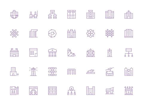 Structure featuring 35 Icons in Light Line Design Pixel Perfect Icon Set vector