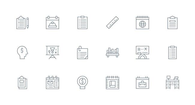 Planning Icon Set with 18 Minimal Line Graphics All-Purpose Icon Design Pack vector
