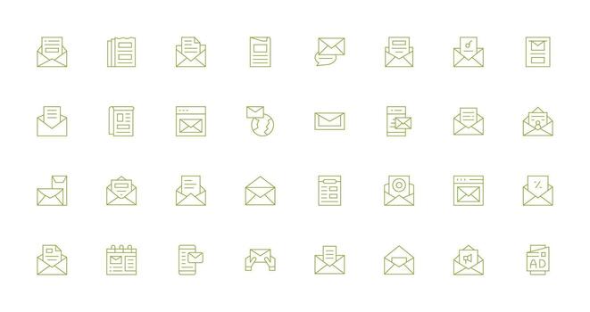 32 Icons for Newsletter in Thin Line Format Complete Icon Bundle for Web Design vector