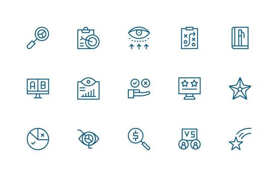 evaluación visual paquete conteniendo 15 regular línea íconos icono conjunto para aplicaciones vector