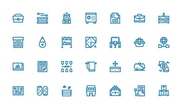 Storage Icon Collection with 28 Bold Line Designs Scalable Icons for Cross-Platform Interfaces vector