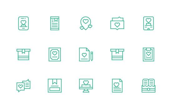 regular línea íconos desde salvado conjunto con 15 vectores escalable íconos para multiplataforma interfaces