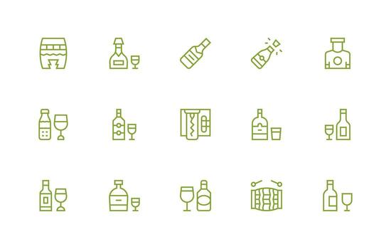 15 regular línea íconos para vino gráficos núcleo icono colección para diario Tareas vector