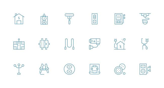Wiring Visual Pack containing 18 Minimal Line Icons Neat Icon Set vector