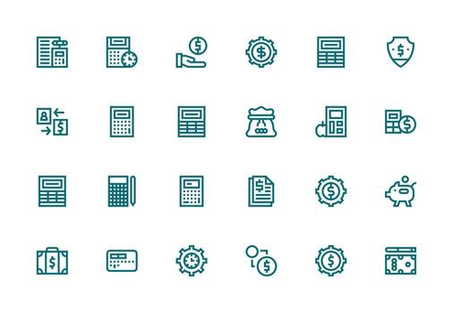 24 Thick Line Line Vectors for Budgeting Theme Full Icon Library for UI Designers