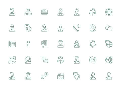 35 Light Line Style Icons from Contact Collection Complete Icon Bundle for Web Design vector