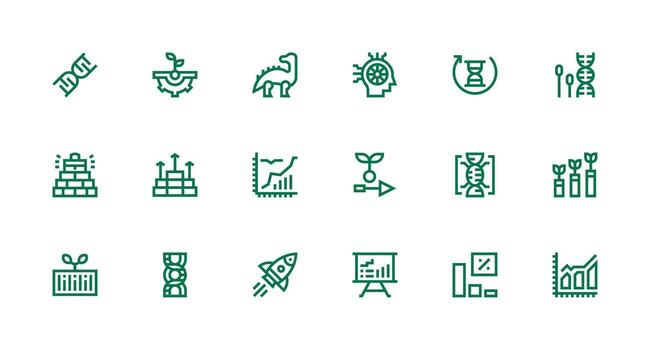 Strong Stroke Line Icons from Evolution Set with 18 Vectors Glyph Icon Series