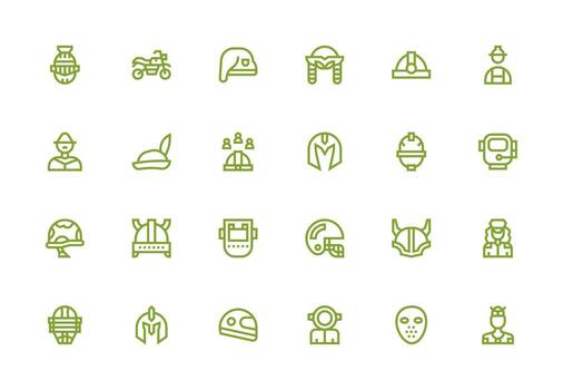24 Thick Line Line Icons for Helmet Graphics Well-Structured Icons for Creative Use vector