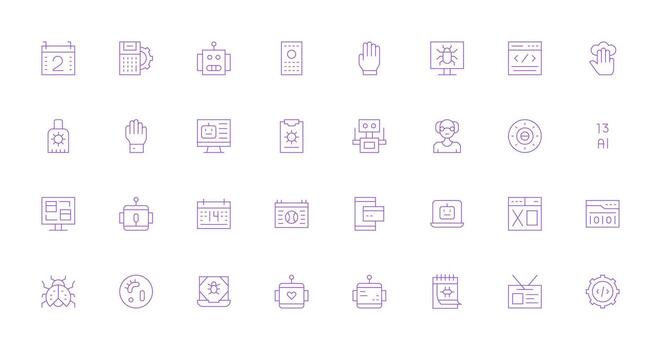 Program Design Icons featuring 32 in Thin Line Style Minimal Icon Set for Interface Projects vector
