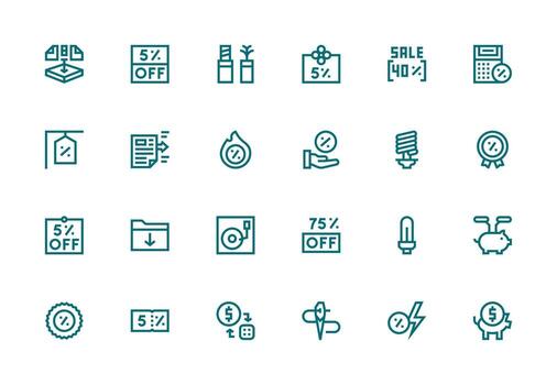 Thick Line Line Style Saving Icons with 24 Vectors Neat Icon Set