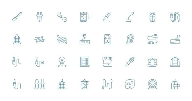 Thin Line Icons from Wire Set with 32 Vectors Core Icon Collection for Daily Tasks