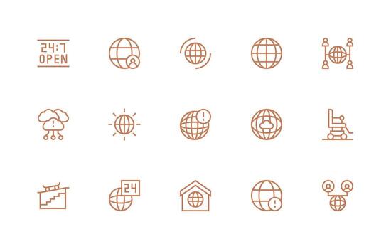 Accessibility Set with 15 Regular Line Icons Basic Icon Series vector