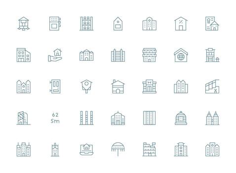 35 Light Line Style Icons from Housing Collection Icon Set for Projects vector