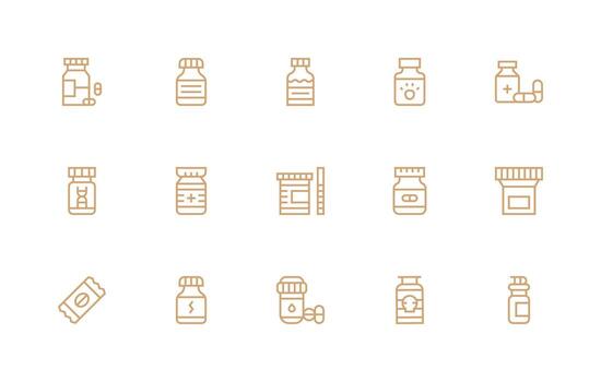 Capsule featuring 15 Icons in Regular Line Design Icon Collection Set vector