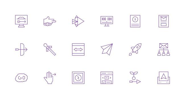 Forward Design Icons featuring 18 in Minimal Line Style Versatile Icon Collection for Designers vector