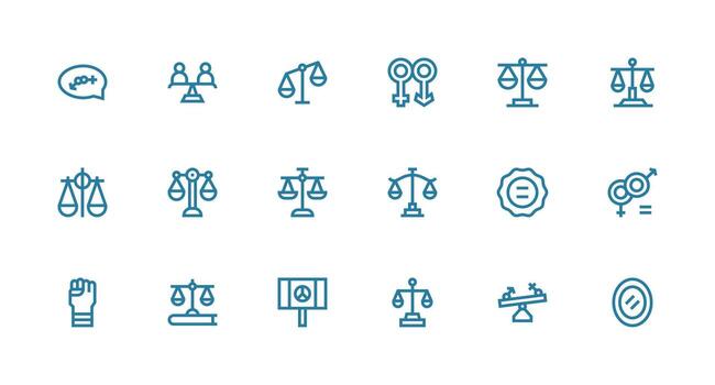 Equality Design Icons featuring 18 in Strong Stroke Line Style UI-Ready Icon Collection vector