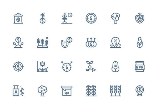 24 Yield Icons in Thick Line Line Aesthetic Balanced Icon Set for Functional Design vector