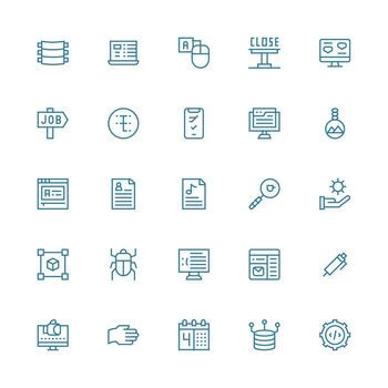 25 Medium Stroke Outline Icons for Application Graphics UI-Ready Icon Collection vector